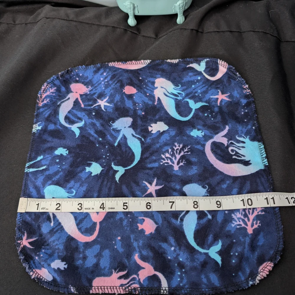 Set Of 4 Hand Crafted 100% Cotton Mermaid Wash Cloths